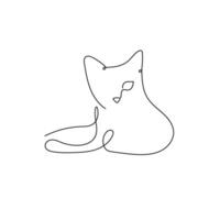 un ligne style chat. Facile moderne minimaliste style illustration. vecteur