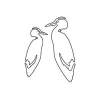 héron des oiseaux un ligne dessin sur blanc isolé Contexte. illustration vecteur