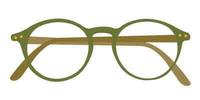 Facile vert œil des lunettes isolé sur blanc Contexte. femmes, Hommes, unisexe accessoire. optique, santé concept. conception modèle, maquette. de face vue vecteur