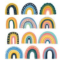 mignonne arc en ciel cliparts. enfants illustrations. vecteur