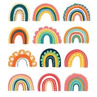 mignonne arc en ciel cliparts. enfants illustrations. vecteur