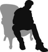 silhouette homme séance sur fauteuil vecteur