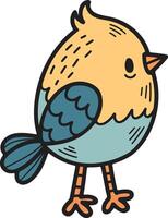 une dessin animé oiseau avec une pointu le bec est permanent sur ses de derrière jambes vecteur