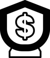une noir et blanc image de une dollar signe avec une bouclier autour il dans le concept de affaires Icônes vecteur