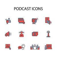 Podcast icône définir..modifiable course.linéaire style signe pour utilisation la toile conception, logo.symbole illustration. vecteur