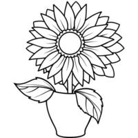 tournesol fleur contour illustration coloration livre page conception, tournesol fleur noir et blanc ligne art dessin coloration livre pages pour les enfants et adultes vecteur