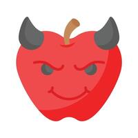 effrayant diable avec cornes, personnalisable emoji icône dans branché style vecteur