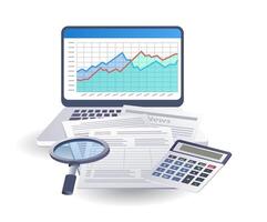 entreprise impôt financier une analyse Les données infographie plat isométrique 3d illustration vecteur