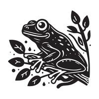 grenouille silhouette noir plat illustration. vecteur