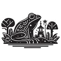 grenouille silhouette noir plat illustration. vecteur