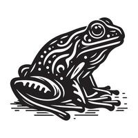 grenouille silhouette noir plat illustration. vecteur