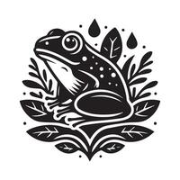 grenouille silhouette noir plat illustration. vecteur