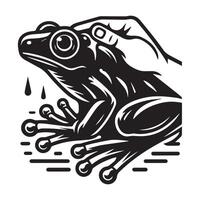 grenouille silhouette noir plat illustration. vecteur