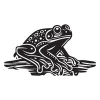 grenouille silhouette noir plat illustration. vecteur