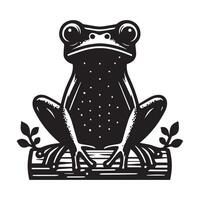 grenouille silhouette noir plat illustration. vecteur