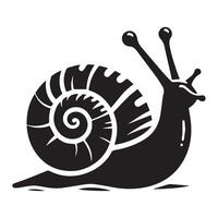 escargot silhouette plat illustration. vecteur