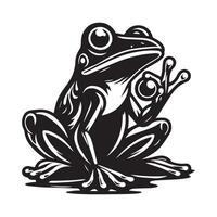 grenouille silhouette noir plat illustration. vecteur