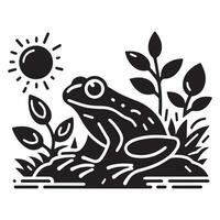 grenouille silhouette noir plat illustration. vecteur