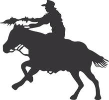 cow-boy silhouette. cow-boy rodeo avec corde. isolé sur blanc Contexte vecteur