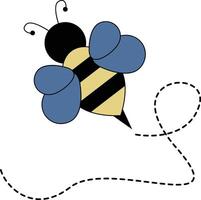 plat dessin animé abeille en volant sur à pois lignes. illustration conception vecteur