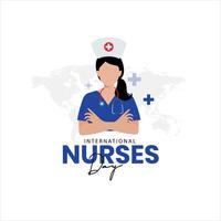 international infirmières journée . mai 12e international infirmières journée remercier vous carte. remercier vous pour votre difficile travail, nationale infirmières journée est observé dans uni États sur 6e mai infirmières faire à société vecteur
