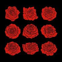 des roses silhouettes fleur ensemble. fleur silhouette. illustration vecteur