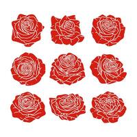 des roses silhouettes fleur ensemble. fleur silhouette. illustration vecteur