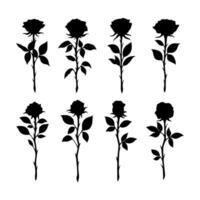 des roses silhouettes fleur ensemble. fleur silhouette. illustration vecteur