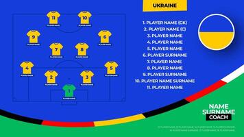 Ukraine Football équipe départ formation. 2024 Football équipe s'aligner sur déposé Football graphique pour football départ s'aligner équipe. illustration vecteur
