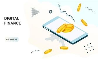 modèle d'investissement commercial. investissement d'argent, revenu de portefeuille, gain en capital, économie d'argent, analyse financière et situation de sécurité. solution de commerce de page Web pour l'illustration vectorielle d'investissement. vecteur