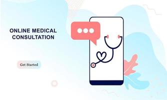 page de destination du site Web médical. services médicaux en ligne, aide en ligne, support de consultation médicale en ligne. médecin, médecin, thérapeute pour les icônes web médicales, interface utilisateur, application mobile, affiches, bannières vecteur