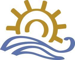 Soleil et mer clipart vague l'eau été vacances symbole vecteur