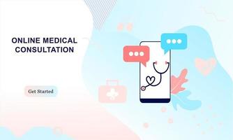 page de destination du site Web médical. services médicaux en ligne, aide en ligne, support de consultation médicale en ligne. médecin, médecin, thérapeute pour les icônes web médicales, interface utilisateur, application mobile, affiches, bannières vecteur