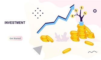 modèle d'investissement commercial. investissement d'argent, revenu de portefeuille, gain en capital, économie d'argent, analyse financière et situation de sécurité. solution de commerce de page Web pour l'illustration vectorielle d'investissement. vecteur