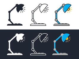 bureau lampe icône sur blanc et noir arrière-plan, intérieur concept, table lampe icône, Facile illustration, coloré conception style. facile modifiable utilisation pour site Internet, applications et etc. vecteur