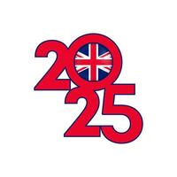 2025 bannière avec Royaume-Uni drapeau à l'intérieur. illustration. vecteur