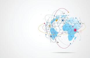 global réseau connexion. monde carte point et ligne composition concept de global affaires vecteur