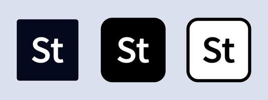 adobe Stock logotype. adobe application logo. noir, blanc et original couleur. éditorial. ullistration. vecteur