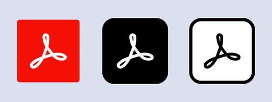adobe acrobate lecteur logotype. adobe application logo. noir, blanc et original couleur. éditorial. ullistration. vecteur