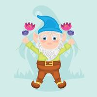 mignonne jardin gnome personnage dessin animé vecteur