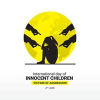 international journée de innocent les enfants victimes de agression Créatif modèle pour arrière-plan, bannière, carte, affiche. Parents la gauche le fille à rester Accueil seul, monde journée contre enfant la main d'oeuvre concept vecteur