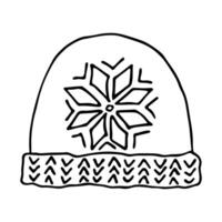 hiver casquette griffonnage main tiré hiver accessoires Célibataire conception élément pour carte, imprimer, conception, décor vecteur