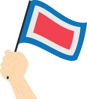 main en portant et en hausse le maritime drapeau à représenter le lettre w illustration vecteur