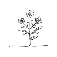 fleur plante minimal conception main tiré un ligne style dessin, fleur plante un ligne art continu dessin, fleur plante Célibataire ligne art vecteur