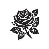 Rose silhouette, Rose noir et blanc couleur, Rose art conception style vecteur