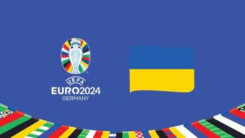 euro 2024 Ukraine emblème ruban équipes conception avec officiel symbole logo abstrait des pays européen Football illustration vecteur