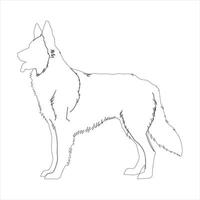 main tiré allemand berger chien contour illustration vecteur