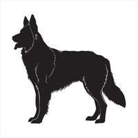 plat illustration de allemand berger chien silhouette vecteur