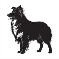 plat illustration de chien silhouette vecteur