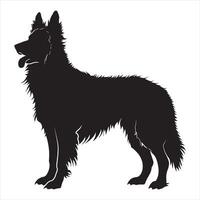 plat illustration de allemand berger chien silhouette vecteur